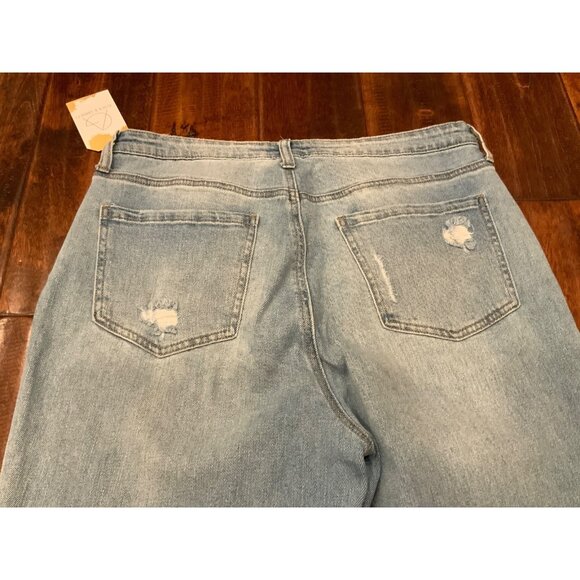 Abound Light Wash Distressed Boyfriend Straight Blue Denim Jeans, Size 30 - Picture 7 of 10